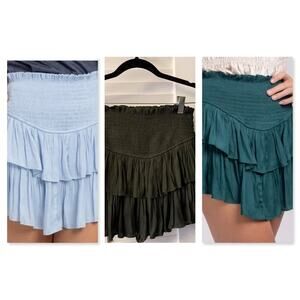 Bundle of 3 Mustard Seed Ruffle Mini Skirts Skorts Blue and Green Medium